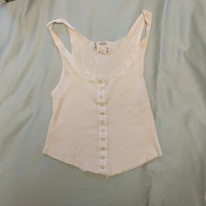 White button down crop tank top